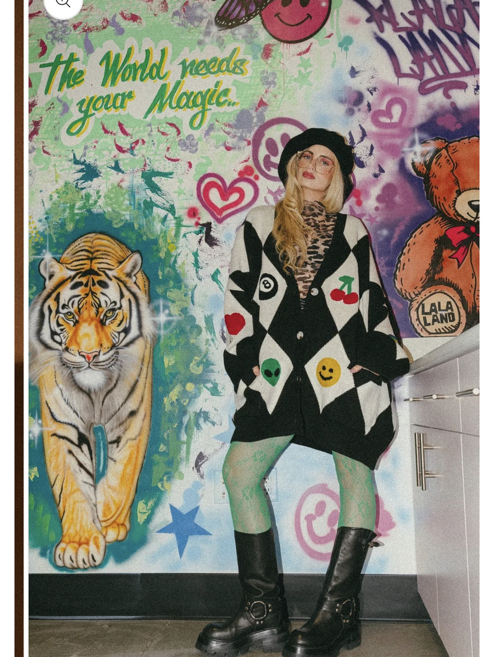 SOLDOUT Dressed in LALA NWOT Harlequin Icon Sweater Sm Med